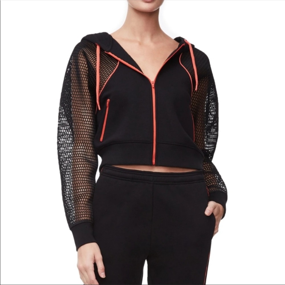 GOOD AMERICAN cropped mesh hoodie